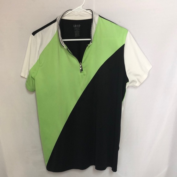Izod Tops - Izod Women’s Golf Shirt Tricolor Zip Front Piping with Inset panels SizeXL